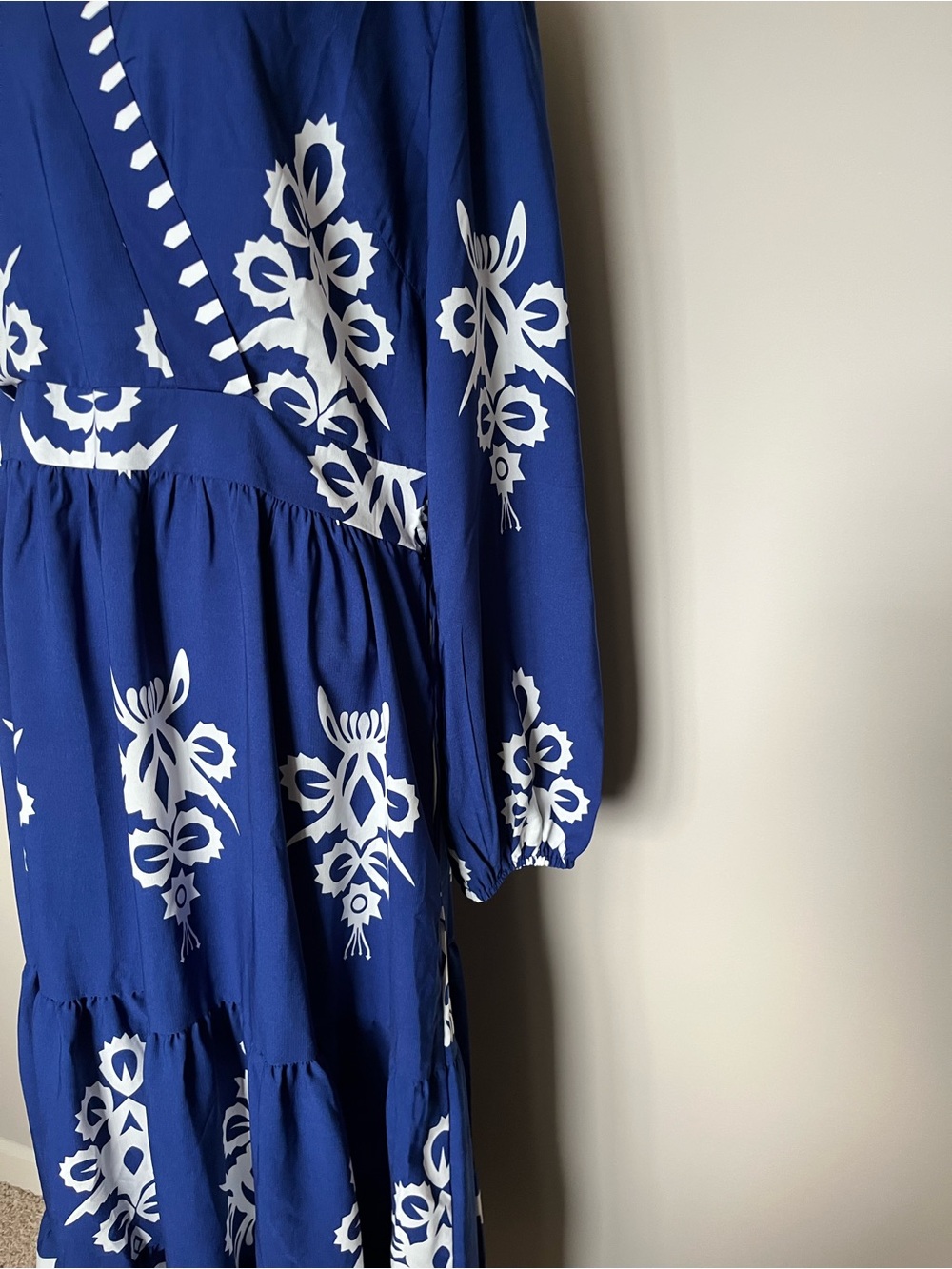 NWT Pretty Garden Blue and White Peasant Maxi Dress Size XL - Picture 7 of 12